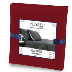 Royale Linens Flat Sheet Only - Brushed 1800 Microfiber - Ultra Soft & Breathable - Wrinkle & Stain Resistant - Hotel Quality Flat Sheet Sold Separately - Top Sheet for Bed(Burgundy)