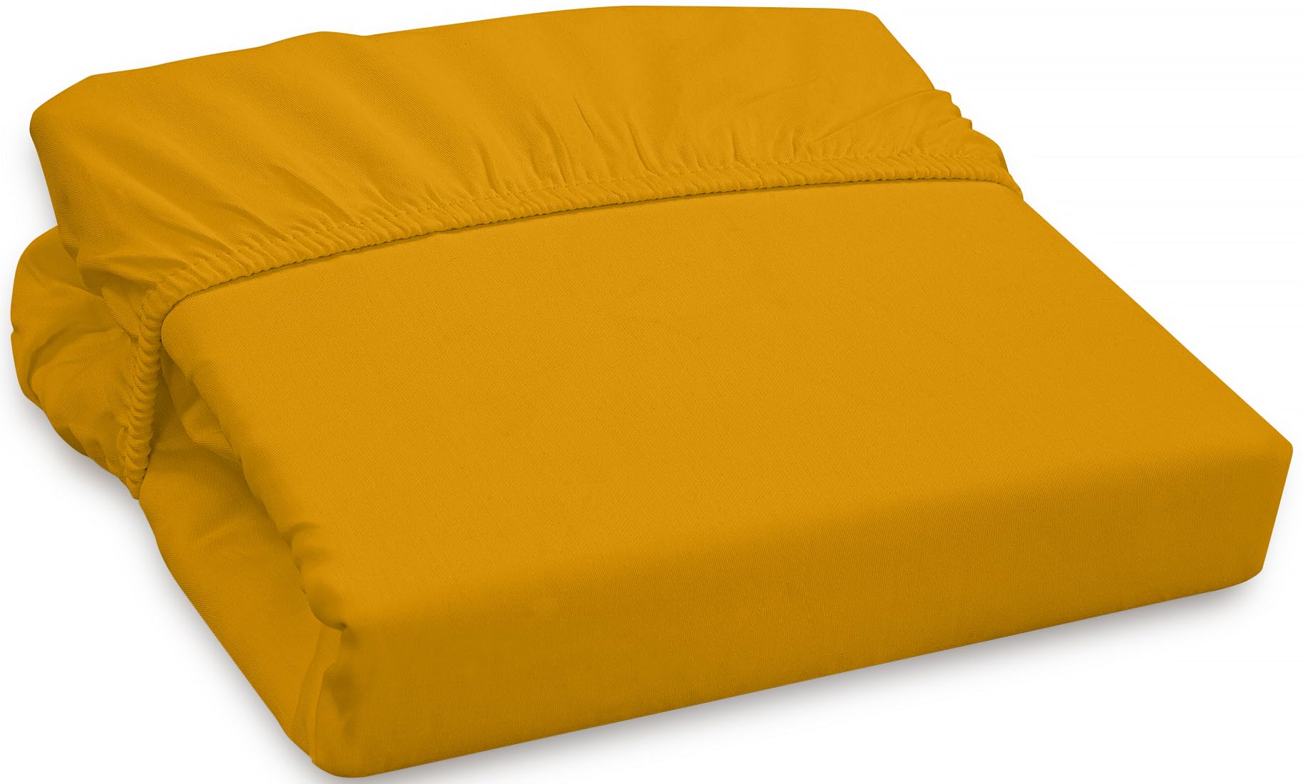 Royale Linens 300 Thread Count 100% Long Staple Combed Cotton Fitted Sheet - Super Soft Deep Pocket Sheet - Yellow Fitted Sheet Size - Fitted Sheet Only - Elastic Sheet (Yellow)