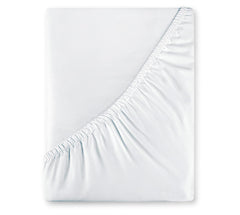 Royale Linens 400 Thread Count 100% American Grown Cotton Fitted Sheet - All Around Elastic Fitted Sheet - Luxury Sateen Weave - Snug Fit Bottom Sheet Fit Up To 16" ( Signature White)