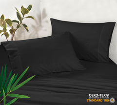 Royale Linens Cooling Pillow Cases Set of 2-100% Rayon Derived from Bamboo Cooling Pillowcase for Hot Sleepers - Soft & Silky Pillow Covers with Envelope Closure (Black)