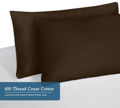 Royale Linens 400 Thread Count 100% American Grown Cotton Pillowcase Set - Luxury Sateen Pillow case - 20"x30" Inch - Soft & Smooth Set of 2 Brown Pillowcases - ( Hazel Nut)