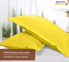 Royale Linens Pillow Shams 2 Pack - Brushed 1800 Microfiber - Bed Pillow Shams, Wrinkle & Fade Resistant Soft and Cozy - Back Overlap Closure - Oxford Pillowcase (Yellow)