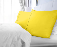 Royale Linens Pillowcase Set of 2 - Bed Pillow Cover  - Pillowcases - 1800 Brushed Microfiber, Wrinkle & Fade Resistant - Soft & Cozy- Pillow Case (Yellow)