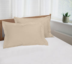 Royale Linens Pillow Shams 2 Pack -Brushed 1800 Microfiber - Bed Pillow Shams Wrinkle & Fade Resistant Super Soft and Cozy -Back Overlap Closure - Oxford Pillowcase (Sand)