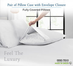 Royale Linens 400 Thread Count 100% American Grown Cotton Pillowcase Set - Luxury Sateen Pillow case - 20"x30" Inch - Soft & Smooth Set of 2 White Pillowcases - (Signature White)
