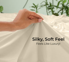 Royale Linens Bamboo Viscose Flat Sheets Only - Cooling Sheets - Organic Viscose Derived from Bamboo - Flat Sheet Only - Top Sheet - Breathable & Silky Bedding (Sand)