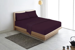 ROYALE LINENS 400 Thread Count 100% American Grown Cotton 4 Piece Sateen Sheet Set - 1 Fitted Sheet, 1 Flat Sheet, 2 Pillow case - Purple Bedsheet - Cotton Sheets - (Desert Purple)