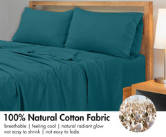 ROYALE LINENS 300 Thread Count 100% Long Staple Combed Cotton Flat Sheet - Super Soft - Top Sheet - Flat Sheet Sold Separately - Breathable, Cool & Crisp Percale Flat Sheet Only ( Teal)
