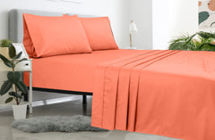 Royale Linen 2 Pack Bulk Flat Sheet Set - Top Sheet - Soft 1800 Microfiber - Wrinkle & Stain Resistant - for Hotel, Massage Table, Hospital, Dorm - Flat Sheet Sold Separately ( Coral)
