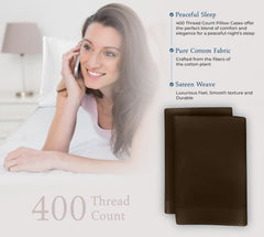 Royale Linens 400 Thread Count 100% American Grown Cotton Pillowcase Set - Luxury Sateen Pillow case - 20"x30" Inch - Soft & Smooth Set of 2 Brown Pillowcases - ( Hazel Nut)