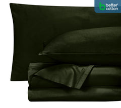 ROYALE LINENS 400 Thread Count 100% American Grown Cotton 4 Piece Sateen Sheet Set - 1 Fitted Sheet, 1 Flat Sheet, 2 Pillow case - Green Bedsheet - Cotton Sheets - ( Leaf Green)