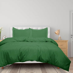 Royale Linens Hunter Green Duvet Cover- Duvet Cover Set - 3 Piece Double Brushed Duvet Covers with Zipper Closure, 1 Duvet Cover  & 2 Pillow Sham (HunterGreen)