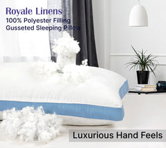 ROYALE LINENS Pillows Set of 2 -Bed Pillows for Sleeping -Cooling Pillow for Back, Stomach or Side Sleepers -Down Alternative Gusseted Pillows -Hotel Quality (, Pack of 2)