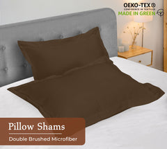 Royale Linens Pillow Shams 2 Pack - Brushed 1800 Microfiber - Bed Pillow Shams Wrinkle Resistant Super Soft and Cozy-Back Overlap Closure - Oxford Pillow Case (Chocolate)