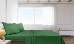 Royale Linens Flat Sheet Only - Brushed 1800 Microfiber - Ultra Soft & Breathable - Wrinkle Resistant - Hotel Quality Flat Sheet Sold Separately - Top Sheet for Bed - (Hunter Green)