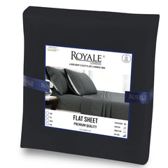 Royale Linens Flat Sheet Only - Brushed 1800 Microfiber - Ultra Soft & Breathable - Wrinkle & Stain Resistant - Hotel Quality Flat Sheet Sold Separately - Top Sheet For Bed - ( Black)