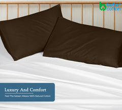 Royale Linens 400 Thread Count 100% American Grown Cotton Pillowcase Set - Luxury Sateen Pillow case - 20"x30" Inch - Soft & Smooth Set of 2 Brown Pillowcases - ( Hazel Nut)