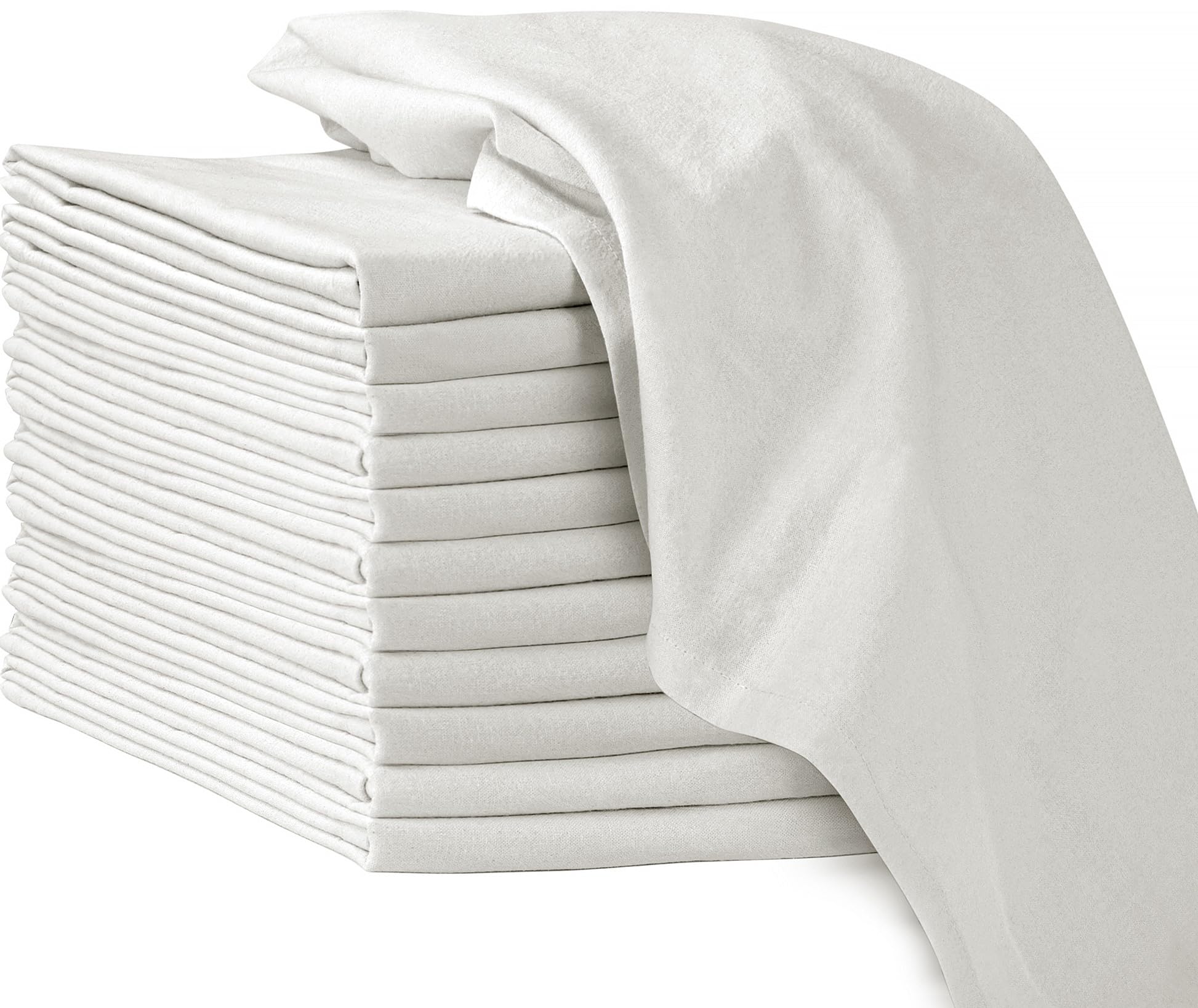 ROYALE LINENS Flour Sack Dish Towels - Kitchen Towel - Super Absorbent Flour Sack -100% Ring Spun Cotton -Tea Towels - for Embroidery, Cloth Diapers, Cheese Strainers (White - 28" X 28")