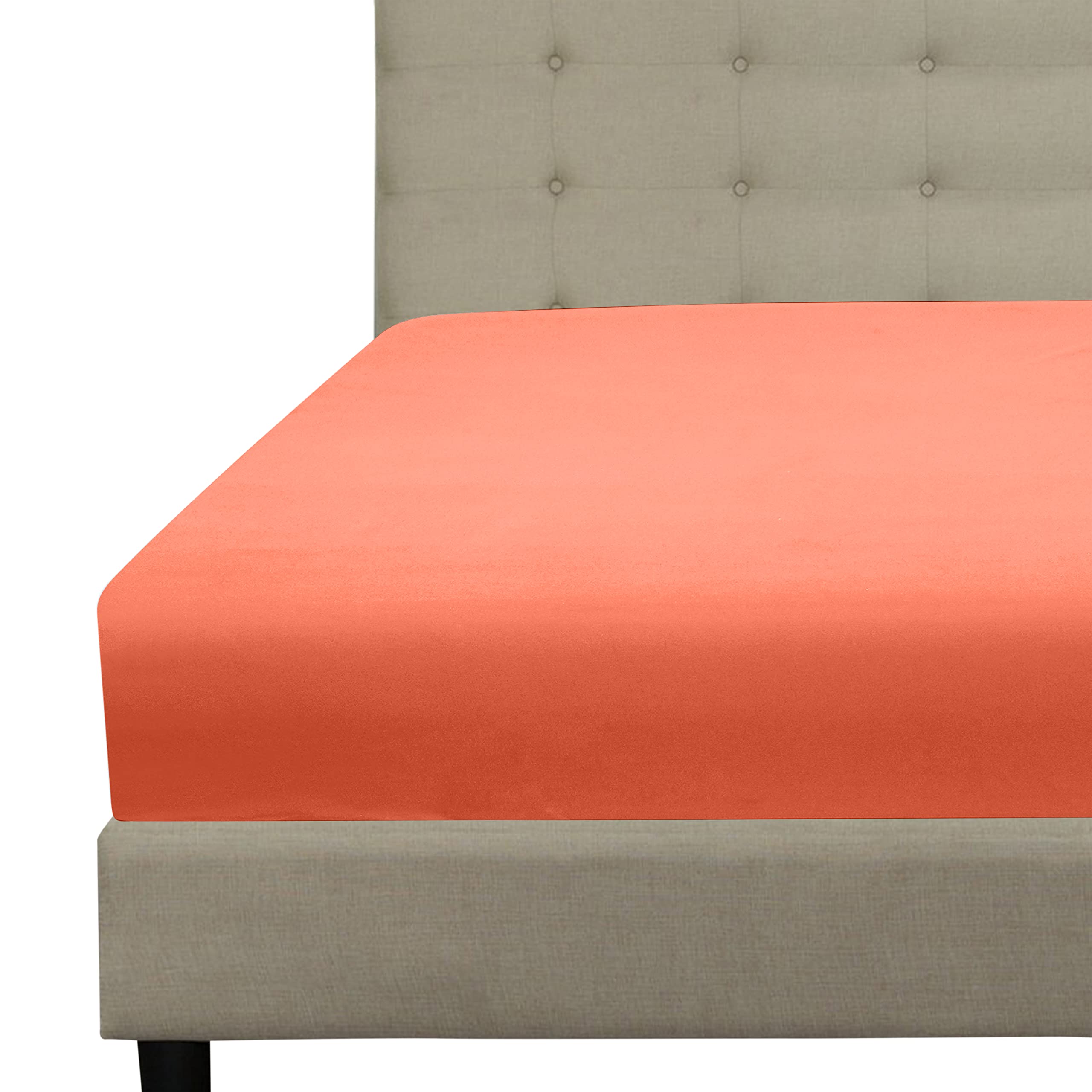 Royale Linens Fitted Sheet - Brushed Hotel Quality 1800 Ultra-Soft Wrinkle & Fade Resistant - Bottom Sheet - Deep Pocket Stretches Up to 16" - Fitted Sheet Only - Elastic Sheet (Coral)