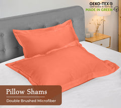 Royale Linens Pillow Shams 2 Pack - Brushed 1800 Microfiber - Bed Pillow Shams, Wrinkle Resistant Super Soft and Cozy - Back Overlap Closure - Oxford Pillowcases (Coral)