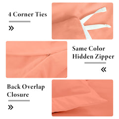 ROYALE LINENS Coral Duvet Cover - Duvet Cover Set - 3 Piece Double Brushed Duvet Covers with Zipper Closure, 1 Queen Duvet Cover  and 2 Pillow Shams ( Coral)
