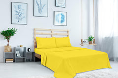 Royale Linens Flat Sheet Only - Brushed 1800 Microfiber - Ultra Soft & Breathable - Wrinkle Resistant - Hotel Quality Flat Sheet Sold Separately - Top Sheet for Bed - (Yellow)