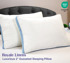 ROYALE LINENS Pillows Set of 2 -Bed Pillows for Sleeping -Cooling Pillow for Back, Stomach or Side Sleepers -Down Alternative Gusseted Pillows -Hotel Quality (, Pack of 2)