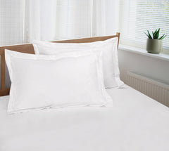 Royale Linens Pillow Shams 2 Pack - Brushed 1800 Microfiber - Bed Pillow Shams, Wrinkle & Fade Resistant Soft and Cozy - Back Overlap Closure - Oxford Pillowcase (White)