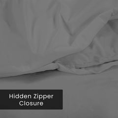 ROYALE LINENS Grey Duvet Cover  - Duvet Cover Set - 3 Piece Double Brushed Duvet Covers with Zipper Closure, 1 Queen Duvet Cover and 2 Pillow Shams ( Grey)