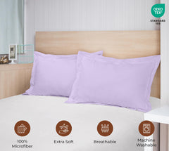 Royale Linens Pillow Shams 2 Pack - Brushed 1800 Microfiber - Bed Pillow Shams, Wrinkle & Fade Resistant Soft and Cozy -Back Overlap Closure - Oxford Pillowcase ( Lavender)