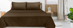 Royale Linens Flat Sheet Only - Brushed 1800 Microfiber - Ultra Soft & Breathable - Wrinkle Resistant - Hotel Quality Flat Sheet Sold Separately - Top Sheet for Bed (Chocolate)