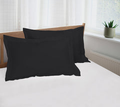 Royale Linens Pillow Shams 2 Pack- Brushed 1800 Microfiber - Bed Pillow Shams, Wrinkle Resistant Super Soft and Cozy - Back Overlap Closure - Oxford Pillowcase (Black)