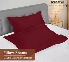 Royale Linens Pillow Shams 2 Pack - Brushed 1800 Microfiber - Bed Pillow Shams Wrinkle Resistant Super Soft and Cozy- Back Overlap Closure - Oxford Pillow Case (Burgundy)