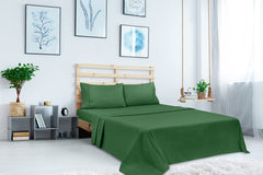 Royale Linens Flat Sheet Only - Brushed 1800 Microfiber - Ultra Soft & Breathable - Wrinkle Resistant - Hotel Quality Flat Sheet Sold Separately - Top Sheet for Bed - (Hunter Green)