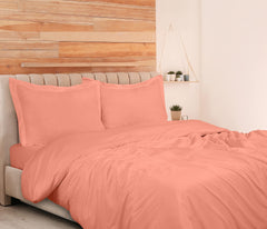 ROYALE Coral Duvet Cover - Washed Duvet Cover Set, 3 Piece Double Brushed Duvet Covers with Button Closure - 1 Duvet Cover  and 2 Pillow Shams - Comforter Cover