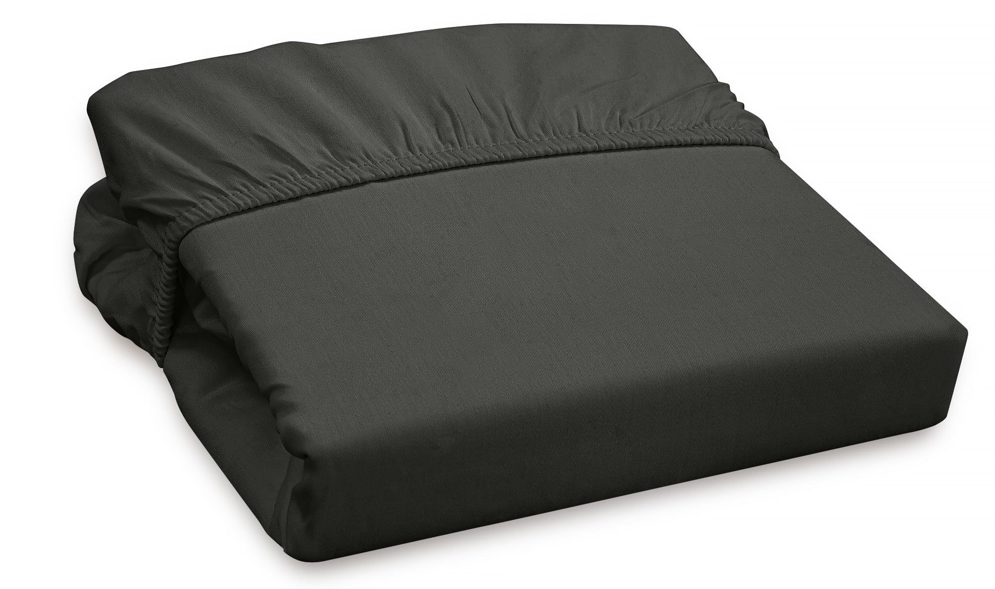 ROYALE LINENS 300 Thread Count 100% Long Staple Combed Cotton Fitted Sheet - Super Soft Deep Pocket Bottom Sheet - Black Fitted Sheet - Fitted Sheet Only - Elastic Sheet (Black)
