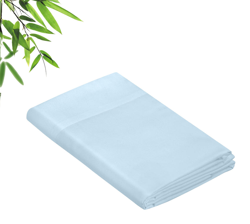 Royale Linens Bamboo Viscose Flat Sheets Only - Cooling Sheets - Organic Viscose Derived from Bamboo - Flat Sheet Only - Top Sheet - Breathable & Silky Bedding (Lake Blue)