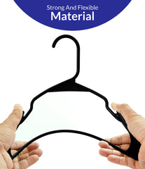 ROYALE Black Plastic Hangers for Clothes - Heavy Duty Plastic Clothes Hanger Ideal for Everyday Standard Use - Lightweight & Space Saving Notched Plastic Hangers - Slim & Sleek Shoulder Groove