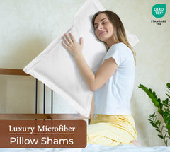 Royale Linens Pillow Shams 2 Pack - Brushed 1800 Microfiber - Bed Pillow Shams, Wrinkle & Fade Resistant Soft and Cozy - Back Overlap Closure - Oxford Pillowcase (White)