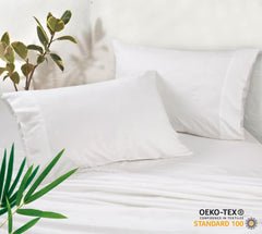 Royale Linens Cooling Pillow Cases Set of 2-100% Rayon Derived from Bamboo Cooling Pillowcase for Hot Sleepers - Soft & Silky Pillow Covers with Envelope Closure (White)