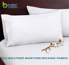 ROYALE LINENS 300 Thread Count 100% Long Staple Combed Cotton Pillowcases Set of 2 - Ultra Soft - Bed Pillow Cover -  - Breathable, Cool & Crisp Percale White Pillow Cases ( White)