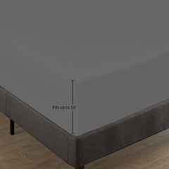 Royale Linens 2 Pack Fitted Sheet Set - Bottom Sheet - Ultra Soft & Breathable - Brushed 1800 Microfiber - Wrinkle & Stain Resistant - Hotel Quality Deep Pocket Stretches Up to 16" (Grey)