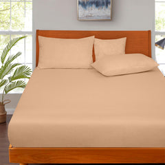 Royale Linens 300 Thread Count 100% Long Staple Combed Cotton Fitted Sheet - Super Soft Deep Pocket Bottom Sheet - Sand Fitted Sheet - Fitted Sheet Only - Elastic Sheet ( Sand)