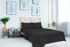 Royale Linen 2 Pack Bulk Flat Sheet Set - Top Sheet - Soft 1800 Microfiber - Wrinkle & Stain Resistant - for Hotel, Massage Table, Hospital, Dorm - Flat Sheet Sold Separately (Black)