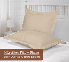 Royale Linens Pillow Shams 2 Pack -Brushed 1800 Microfiber - Bed Pillow Shams Wrinkle & Fade Resistant Super Soft and Cozy -Back Overlap Closure - Oxford Pillowcase (Sand)