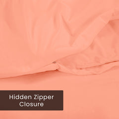 ROYALE LINENS Coral Duvet Cover - Duvet Cover Set - 3 Piece Double Brushed Duvet Covers with Zipper Closure, 1 Queen Duvet Cover  and 2 Pillow Shams ( Coral)
