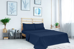 Royale Linen 2 Pack Bulk Flat Sheet Set - Top Sheet - Soft 1800 Microfiber - Wrinkle & Stain Resistant - for Hotel, Massage Table, Hospital, Dorm - Flat Sheet Sold Separately (Navy)
