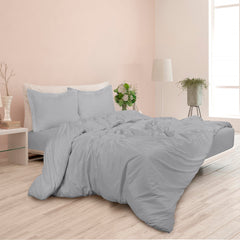 ROYALE Silver Duvet Cover - Washed Duvet Cover Set, 3 Piece Double Brushed Duvet Covers with Button Closure - 1 Duvet Cover and 2 Pillow Shams - Comforter Cover