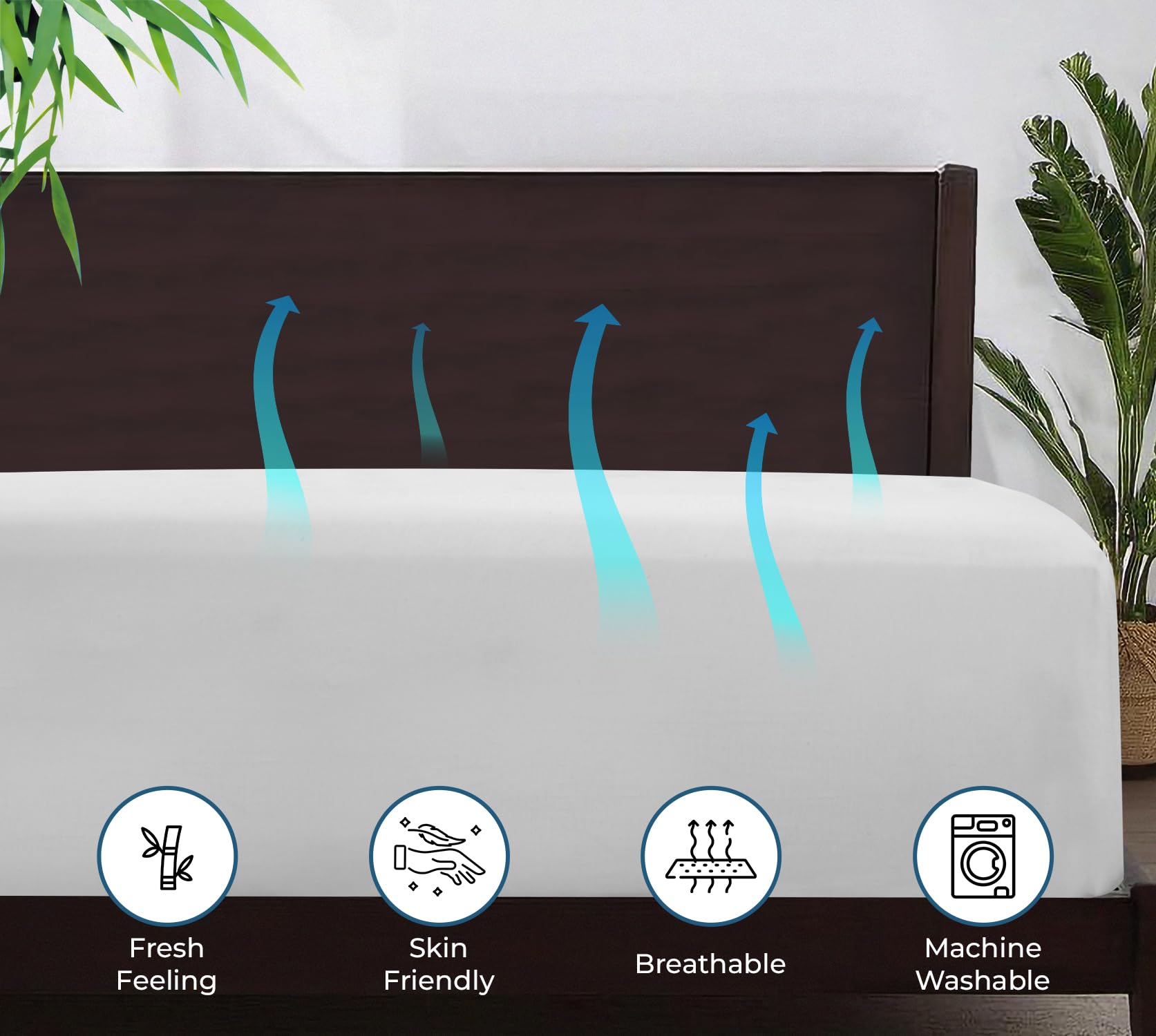 Royale Linens Bamboo Viscose Fitted Sheet Only - Cooling Fitted Sheets - Deep Pocket Upto 16" - Organic Viscose Derived from Bamboo - Breathable &Silky Bottom Sheet (White)