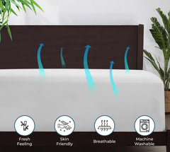 Royale Linens Bamboo Viscose Fitted Sheet Only - Cooling Fitted Sheets - Deep Pocket Upto 16" - Organic Viscose Derived from Bamboo - Breathable &Silky Bottom Sheet (White)